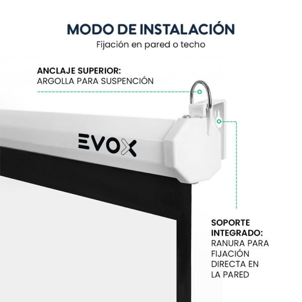 Ecran Evox Manual de 84 Pulgadas Retráctil
