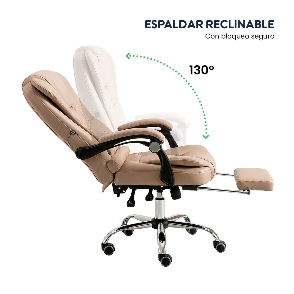 Silla Gerencial Ergonómica Masajeadora Evox CT809F con Reposapiés para Escritorio y Oficina