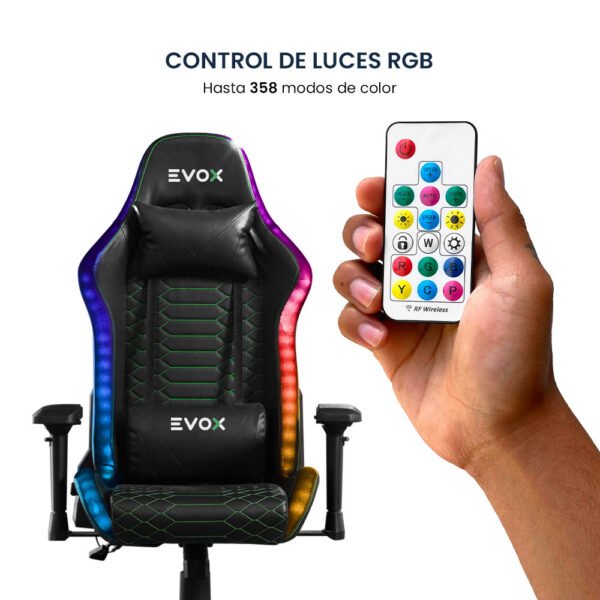 Silla Gamer Ergonómica Evox CT7014-RGB con Soporte Lumbar y Luces RGB