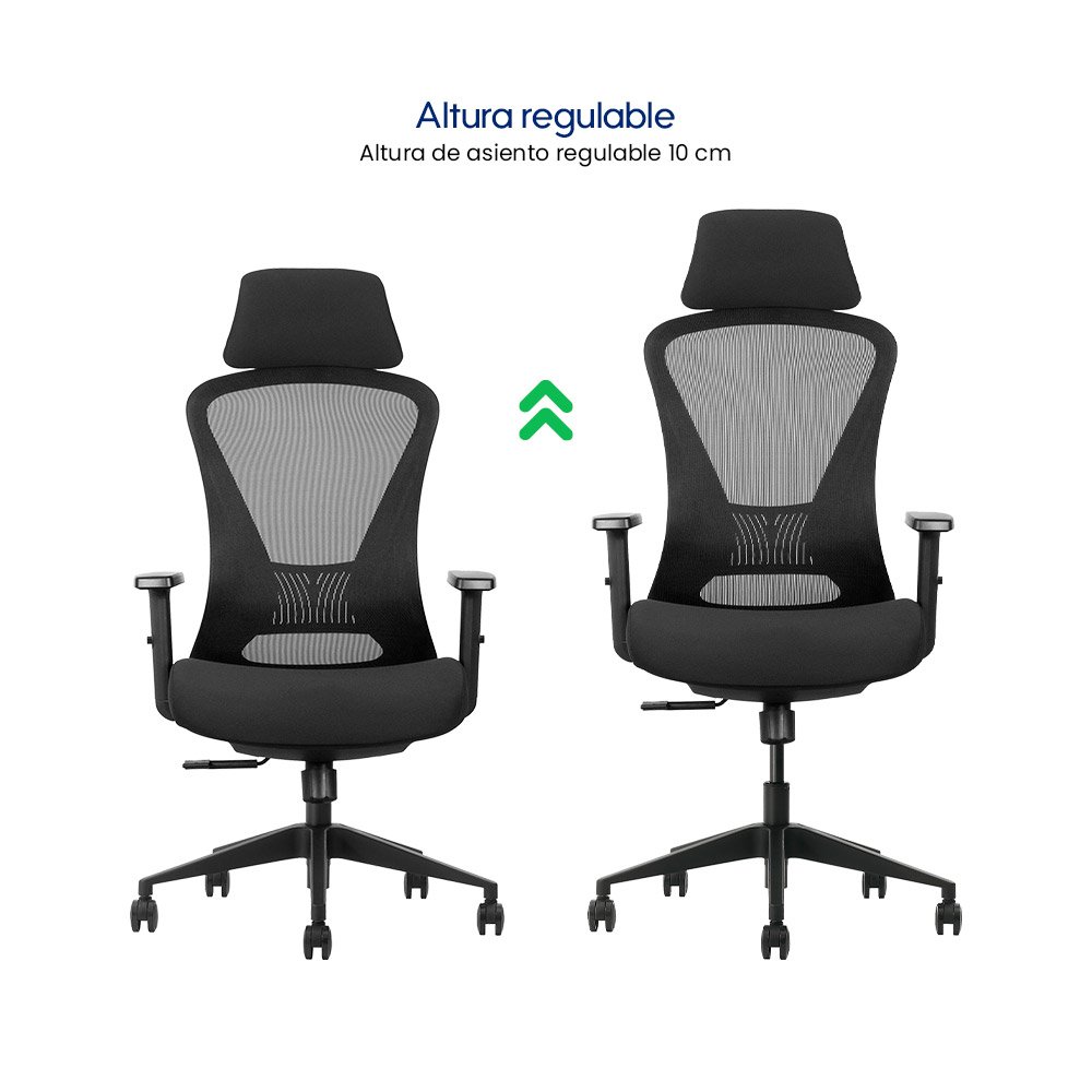 GK2-BH > Silla Ergonómica Ejecutiva Negra con Soporte Lumbar Regulable y Reclinación 120°