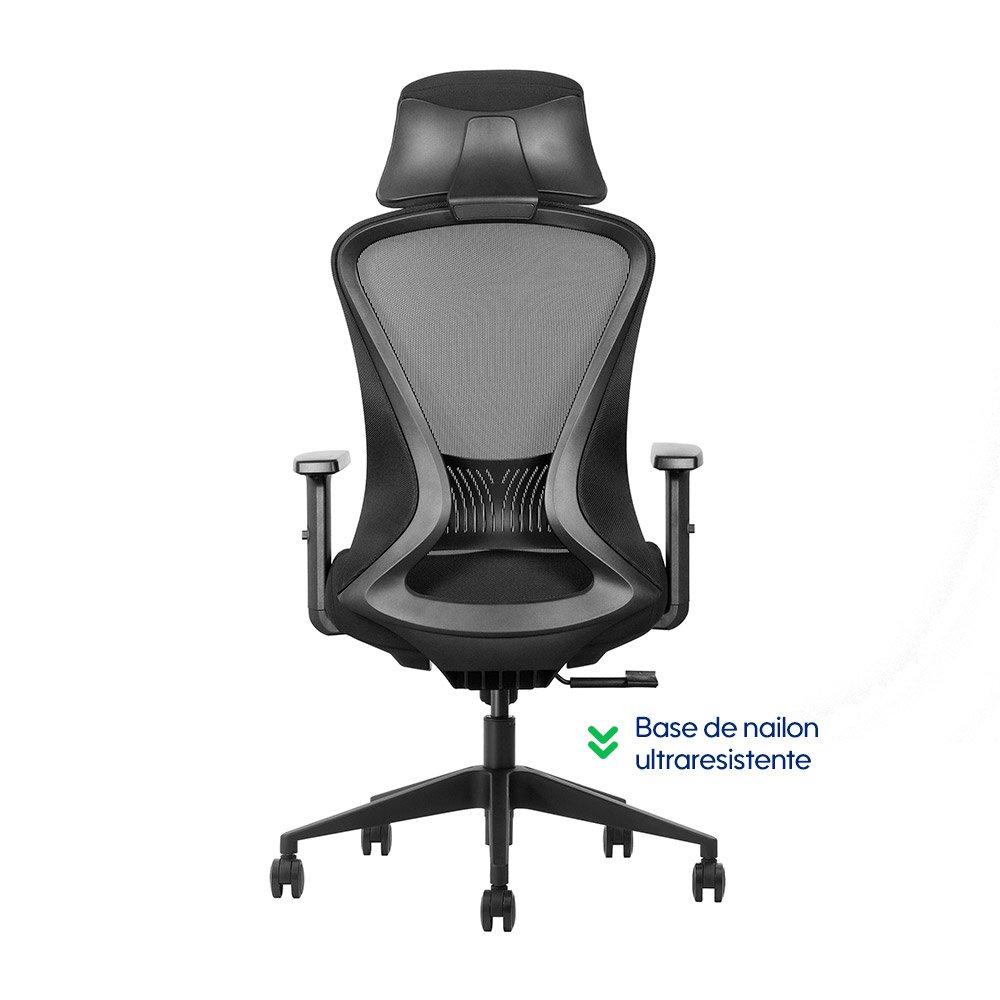 GK2-BH > Silla Ergonómica Ejecutiva Negra con Soporte Lumbar Regulable y Reclinación 120°