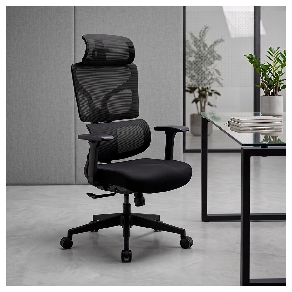 AERO > Silla de Oficina Ergonómica Silla Ejecutiva con Doble Soporte Lumbar y Asiento Deslizable