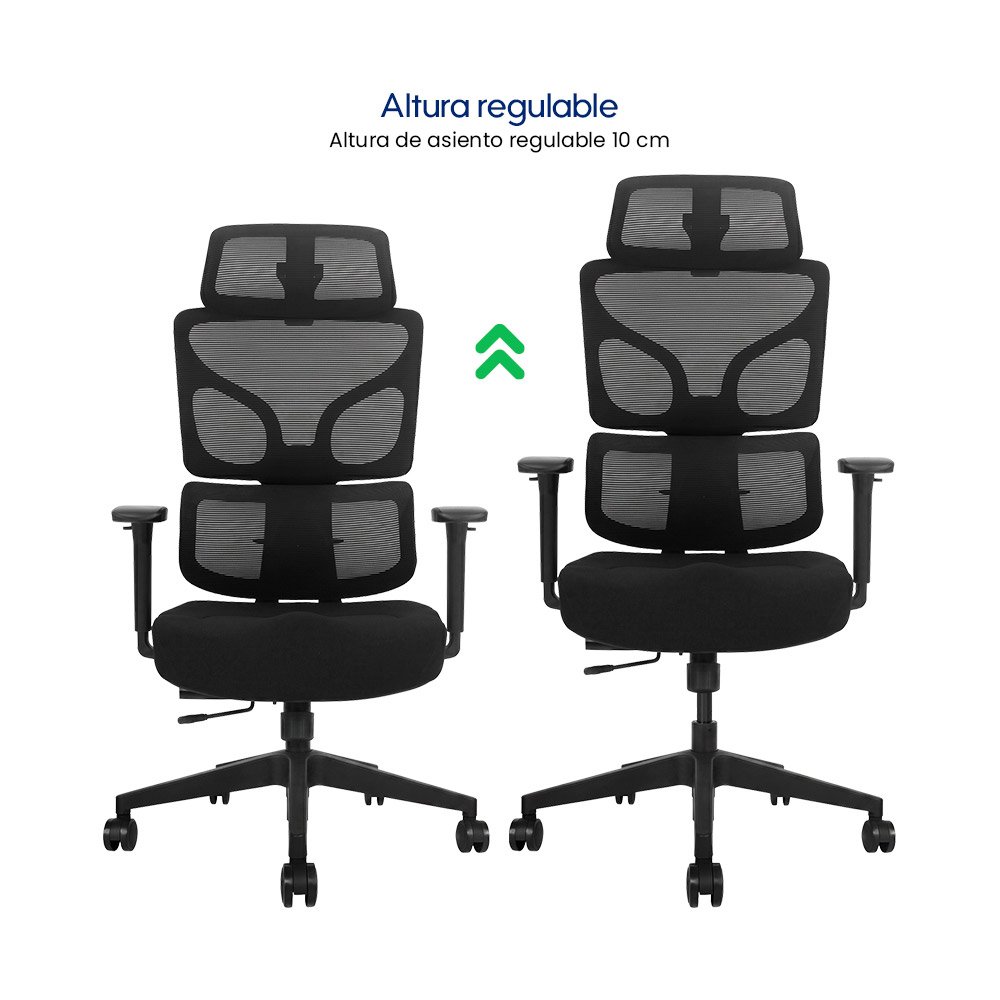 AERO > Silla de Oficina Ergonómica Silla Ejecutiva con Doble Soporte Lumbar y Asiento Deslizable