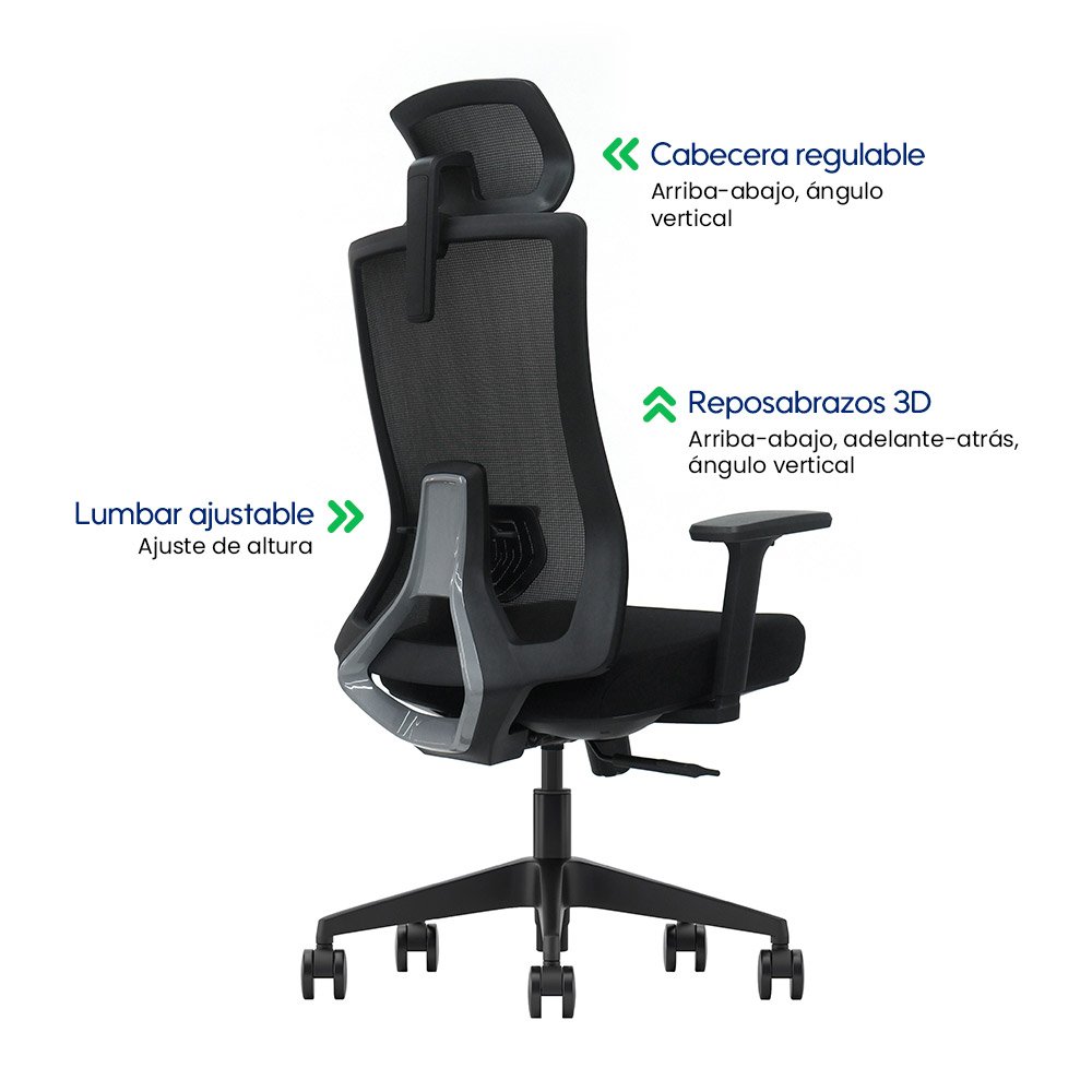 KORE > Silla Ergonómica Ejecutiva con Soporte Lumbar Ajustable y Reclinación Sincronizada