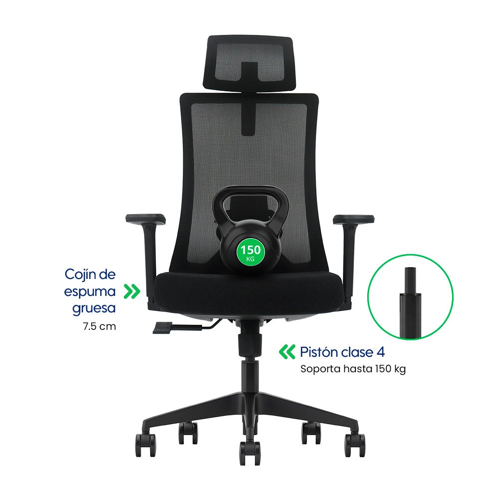KORE > Silla Ergonómica Ejecutiva con Soporte Lumbar Ajustable y Reclinación Sincronizada
