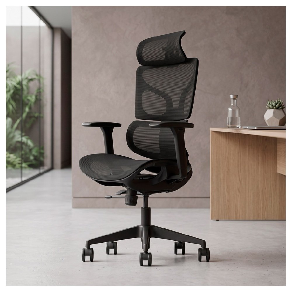 FLUX > Silla Ergonómica Ejecutiva Full Mesh con Doble Soporte Lumbar y Asiento Deslizante