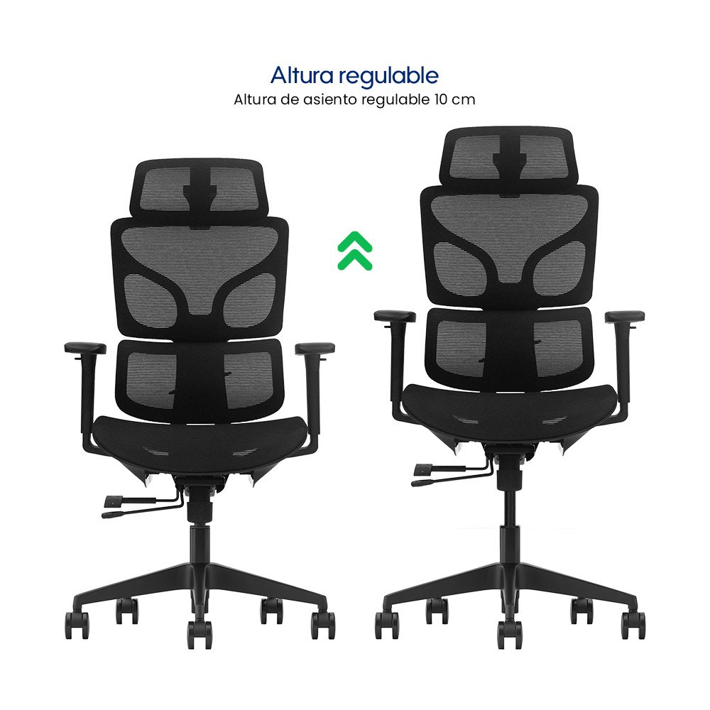 FLUX > Silla Ergonómica Ejecutiva Full Mesh con Doble Soporte Lumbar y Asiento Deslizante