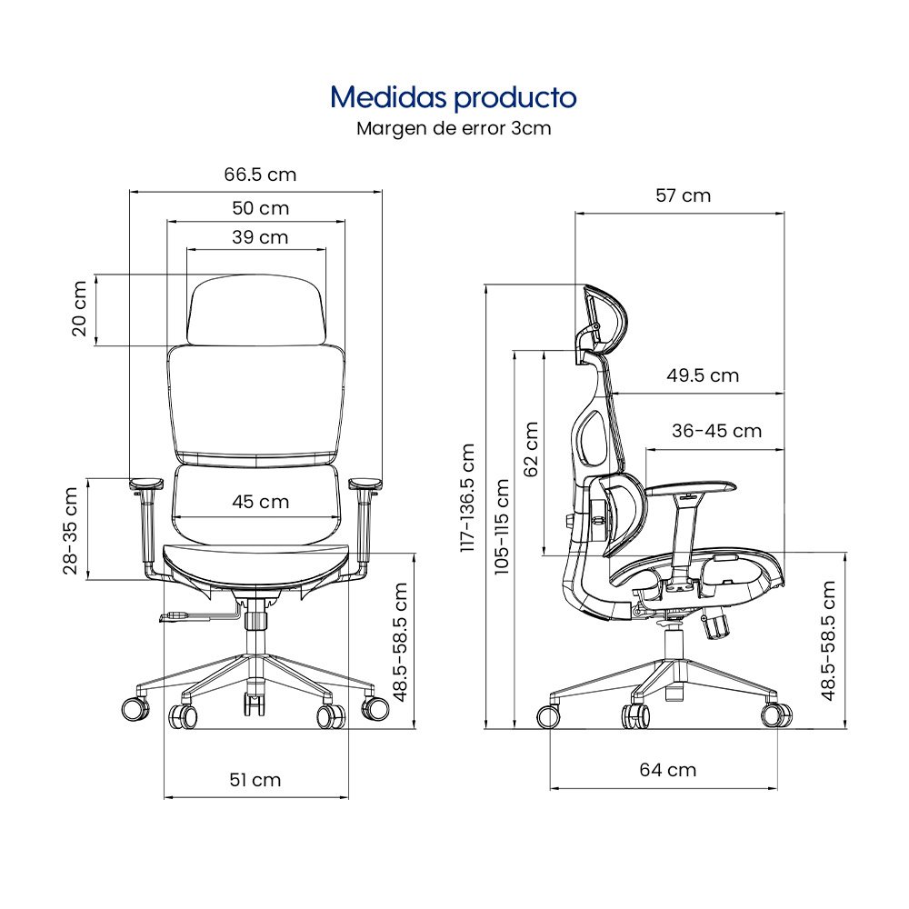 FLUX > Silla Ergonómica Ejecutiva Full Mesh con Doble Soporte Lumbar y Asiento Deslizante