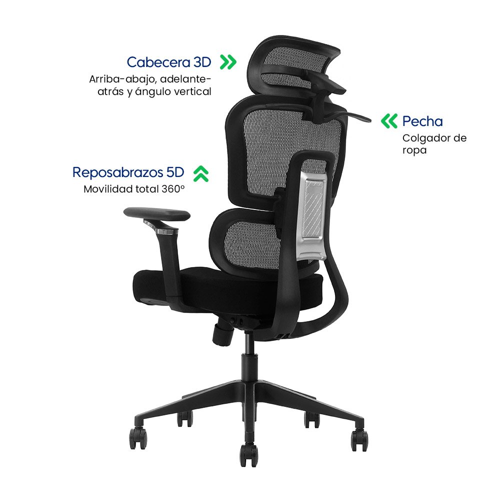 NEXUS > Silla Ergonómica Ejecutiva con Respaldo Dinámico y Reposabrazos 5D