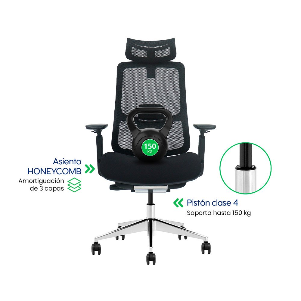 SHIFT > Silla Ergonómica Ejecutiva con Respaldo Regulable y Asiento Honeycomb Deslizante