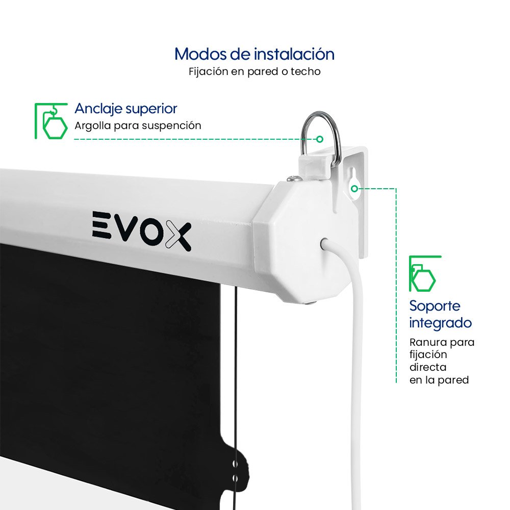Ecran Eléctrico Tensionado Evox Pantalla de 100 Pulgadas con Fibra de Vidrio