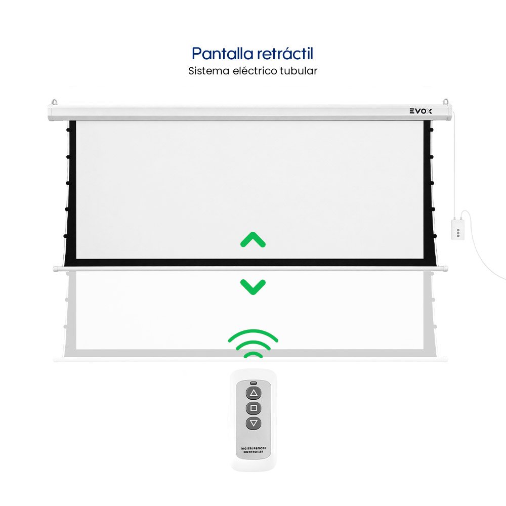 Ecran Eléctrico Tensionado Evox Pantalla de 120 Pulgadas con Fibra de Vidrio