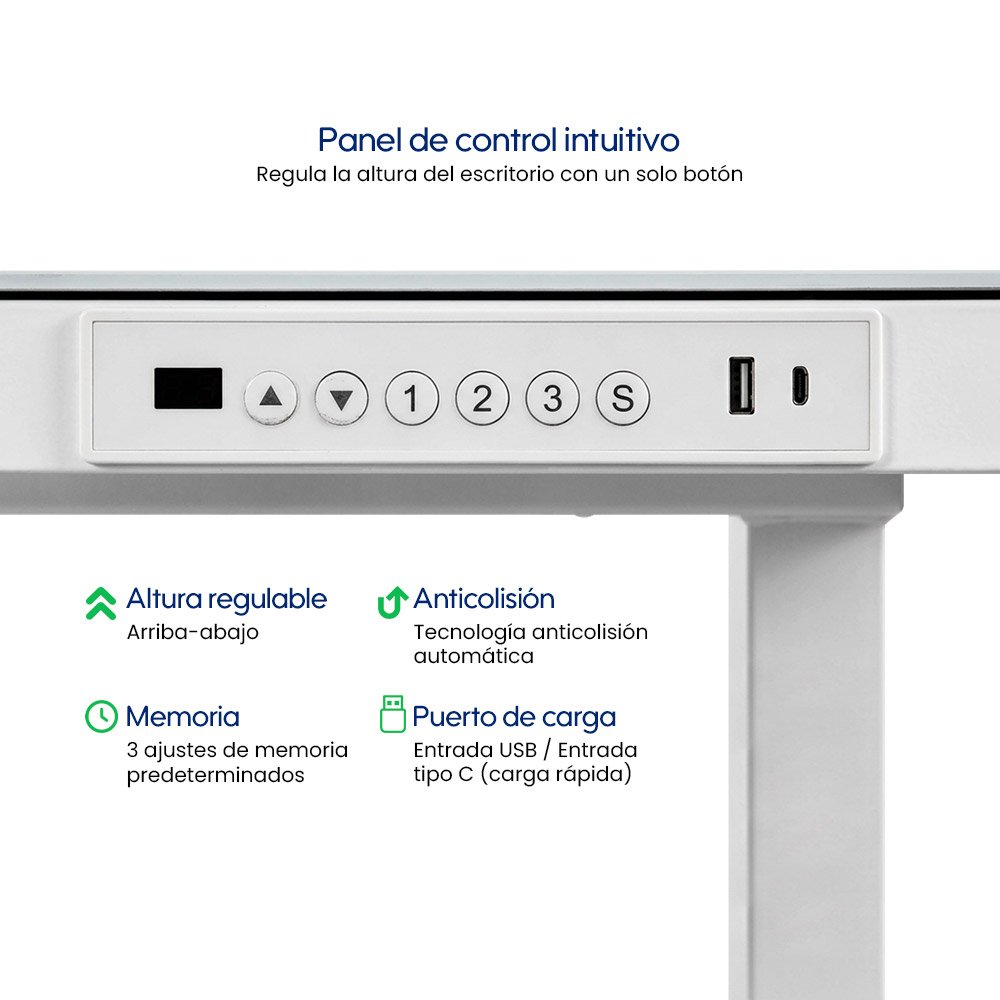 Escritorio Eléctrivo Evox de Vidrio 1SB Glass Blanco