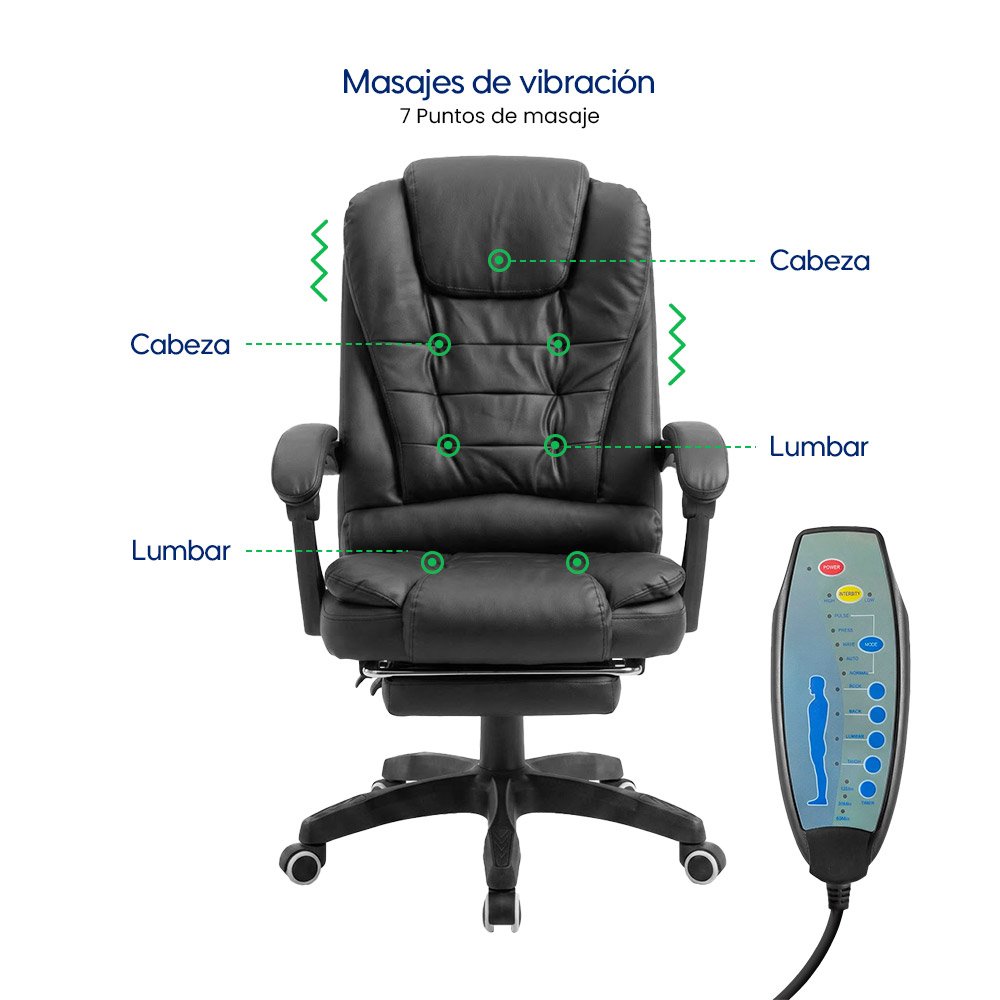 Silla Evox One C7RN Masajes Reposapiés Negro