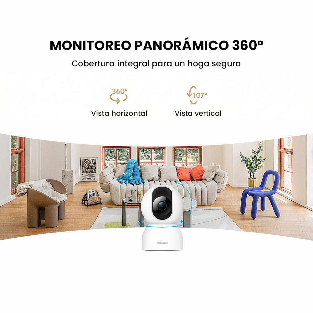 Cámara Seguridad Inteligente Xiaomi C400 UHD 2.5K 4MP 360° con Funciones IA Mejoradas