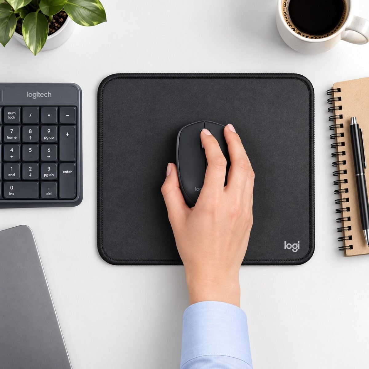 Mousepad Logitech Antisalpicaduras 20x30cm Negro