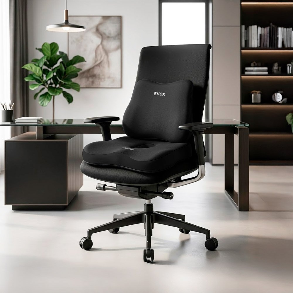 Set de Cojines Ergonómicos Evox WR8-B Negro Lumbar y Coxis