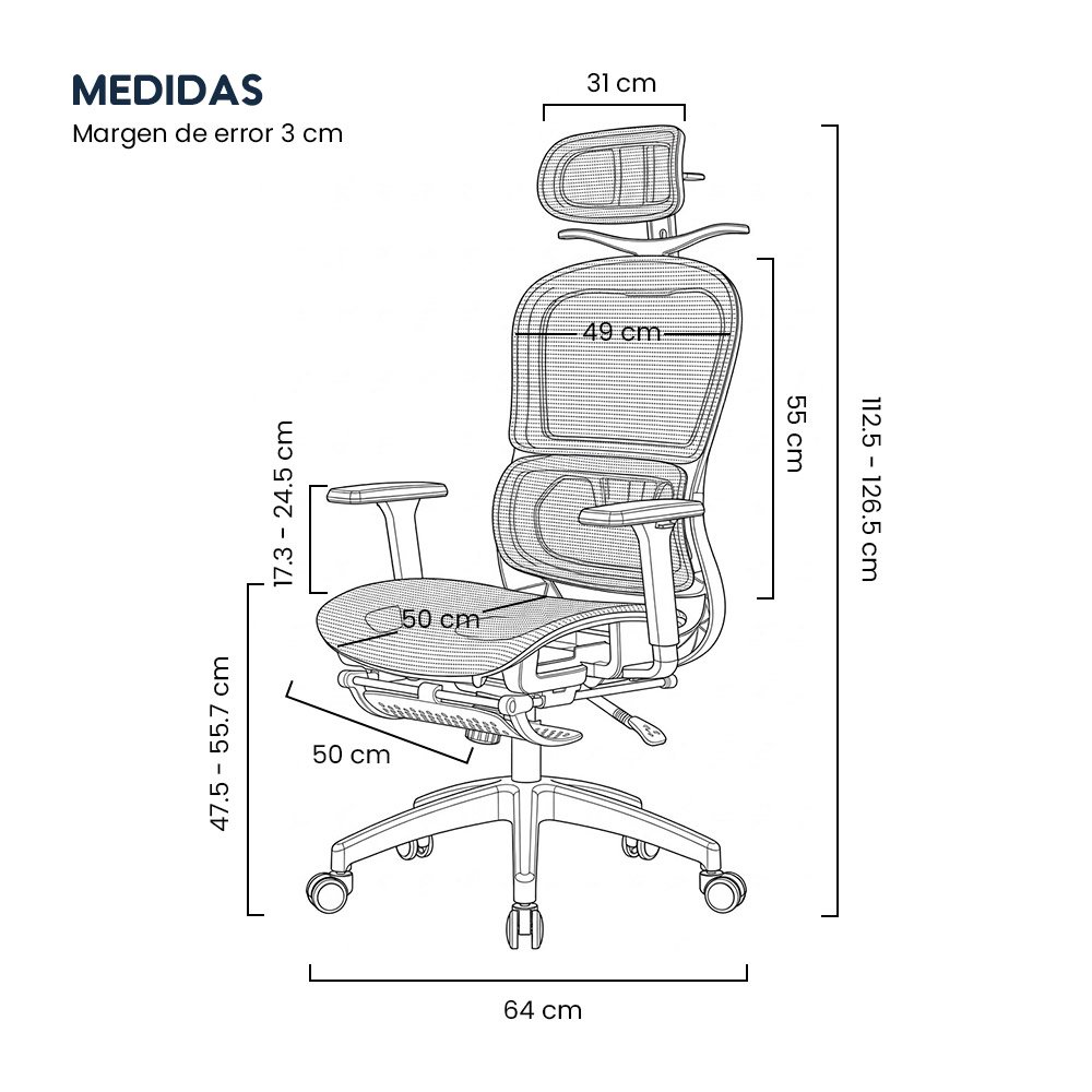 Silla de Oficina Ergonómica Evox Advance E8-BR Negro con Reposapiés