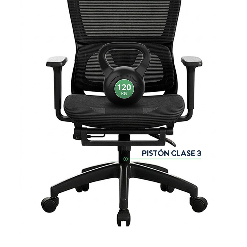 Silla de Oficina Ergonómica Evox Advance E8-BR Negro con Reposapiés