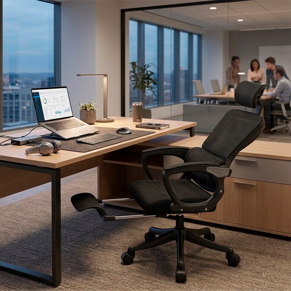 Silla de Oficina Ergonómica Evox One E3-R (CT258) con Soporte Lumbar y Reposapiés
