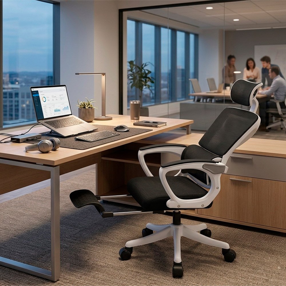 Silla de Oficina Ergonómica Evox One E3-WR (CT258) con Soporte Lumbar y Reposapiés
